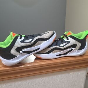 Kids' Jordan Shoes with Neon Green and Black Accents